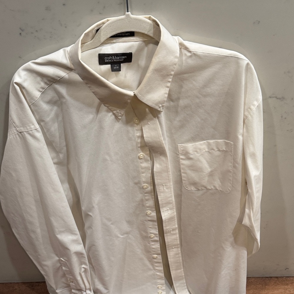 Croft & Barrow Off-White Broadcloth Shirt